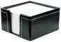 Preview: Zettelkasten mit 500 Blatt Papier CAMBRIDGE Top Grain Rindspaltleder mit heller Kontrastnaht schwarz