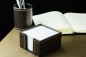 Preview: Zettelkasten mit 500 Blatt Papier CAMBRIDGE Top Grain Rindspaltleder mit heller Kontrastnaht dunkelbraun