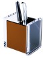 Preview: Stifteköcher - ACRYL Kombination mit Top Grain Leder CAMBRIDGE hellbraun (glatt)