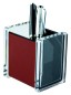 Preview: Stifteköcher - ACRYL Kombination mit Top Grain Leder CAMBRIDGE rot (glatt)