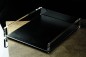 Preview: Briefablagekasten für A4 - ACRYL Kombination mit Top Grain Leder CAMBRIDGE schwarz (glatt)