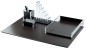 Preview: Schreibtisch Set "CAMBRIDGE" 5-teilig Kombination Acryl | Leder dunkelbraun
