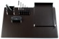 Preview: Schreibtisch Set "CAMBRIDGE" 5-teilig Kombination Acryl | Leder dunkelbraun