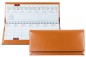 Preview: Tischquerkalender (auswechselbar) für 2025 + 2026 - Cambridge Top Grain Leder hellbraun