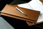 Preview: Tischquerkalender (auswechselbar) für 2027 - Cambridge Top Grain Leder hellbraun