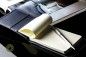 Preview: Reporterblock DIN A6 Lederimitat ECO APPLE LEATHER dunkelblau