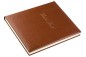 Preview: Gästebuch 20 x 24 cm aus veganem Lederimitat NOVAPELL hellbraun - mit hochwertiger Goldfolienprägung GUEST BOOK