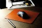 Preview: Mousepad aus veganem Lederimitat hellbraun  - made in Germany
