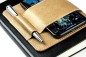 Preview: Magnetischer Smartphone-und Stiftehalter für Notizbücher SAFFIANO hellbraun metallic
