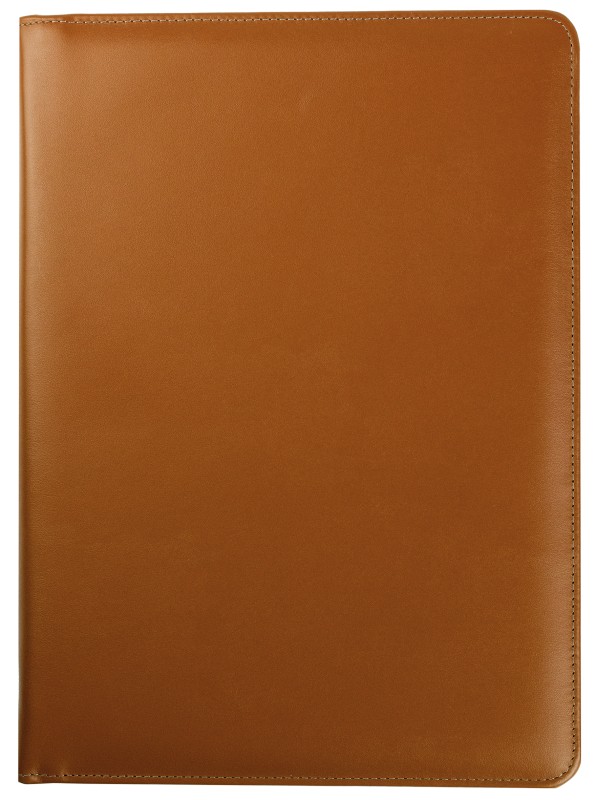 Reißverschluss Schreibmappe DIN A4 mit iPad Fach PREMIUM LEDER BOXCALF cuoiobraun (glatt)