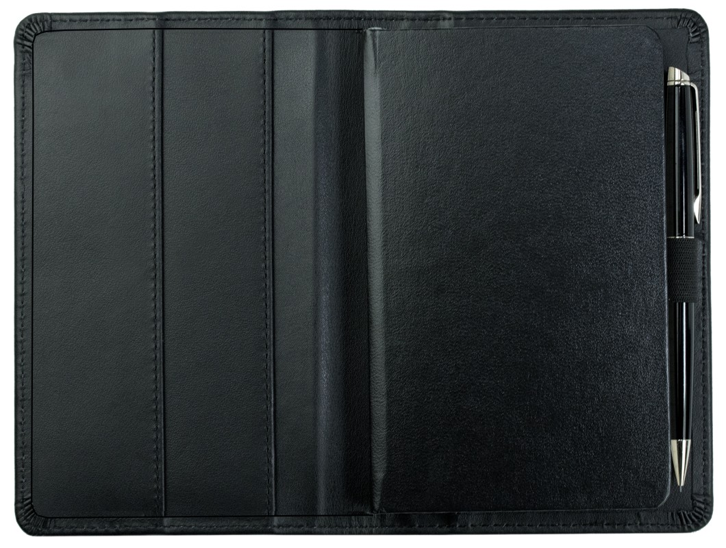 Pocket Kalenderbuch DIN A6 2027 PREMIUM LEDER BOXCALF schwarz (glatt)