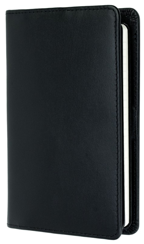 Pocket Kalenderbuch DIN A6 2027 PREMIUM LEDER BOXCALF schwarz (glatt)