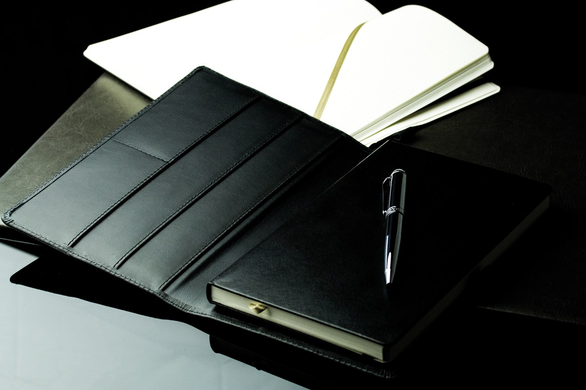 Notizbuch DIN A5 schmal | Echtleder | BOXCALF schwarz