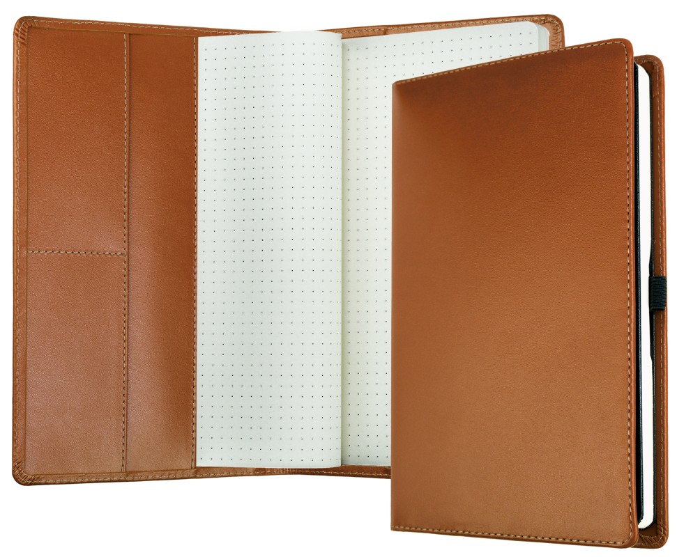 Notizbuch DIN A5 schmal | Echtleder | BOXCALF hellbraun