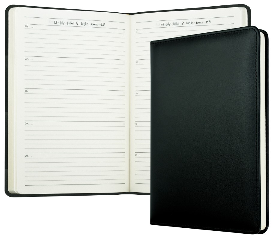 5 Jahreskalender (vergleichend) PREMIUM LEDER BOXCALF schwarz (glatt)