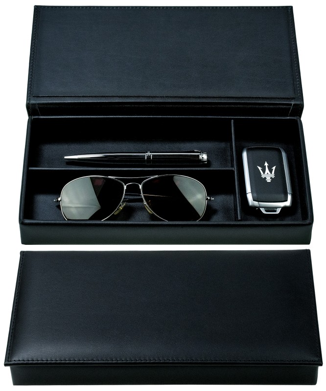 Ablagekasten mit Deckel PREMIUM LEDER BOXCALF schwarz (glatt)