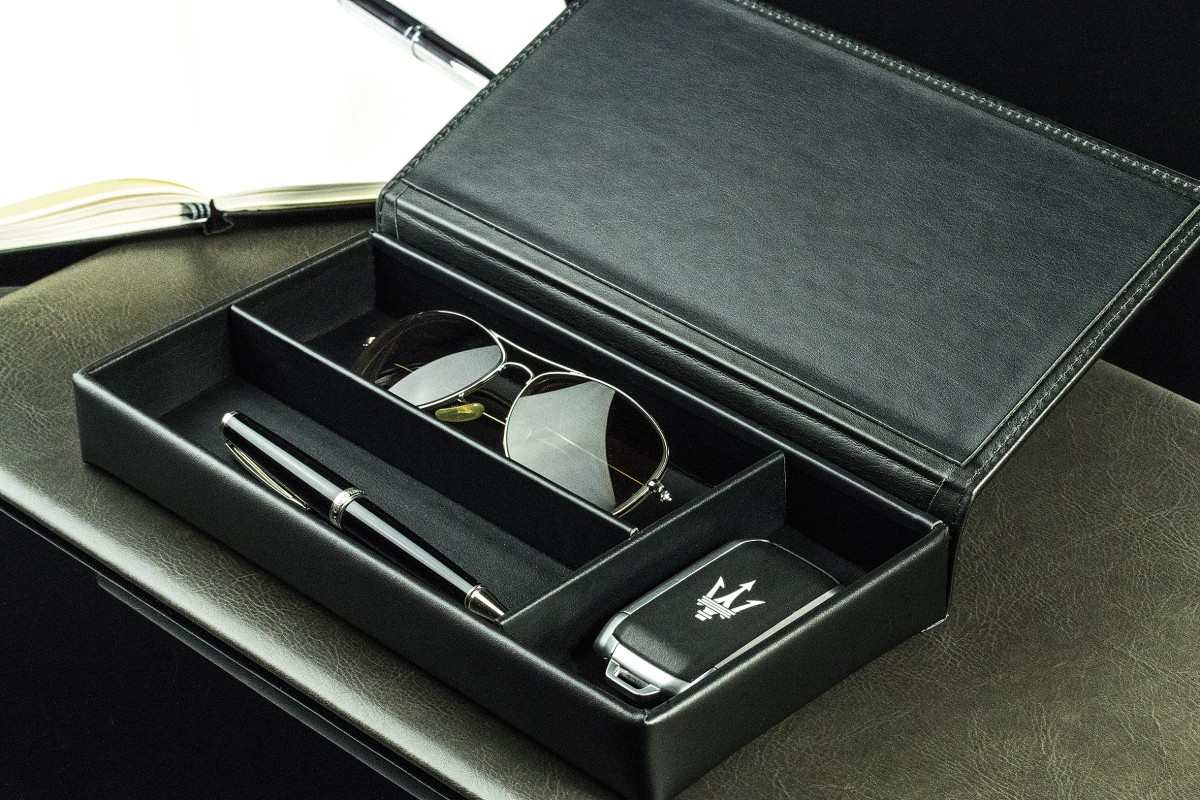Ablagekasten mit Deckel PREMIUM LEDER BOXCALF schwarz (glatt)