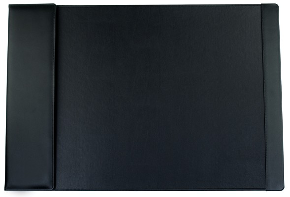 Schreibunterlage 65x45 mit Klappleiste inkl. Block + Kalender 25/26 PREMIUM LEDER BOXCALF schwarz (glatt)