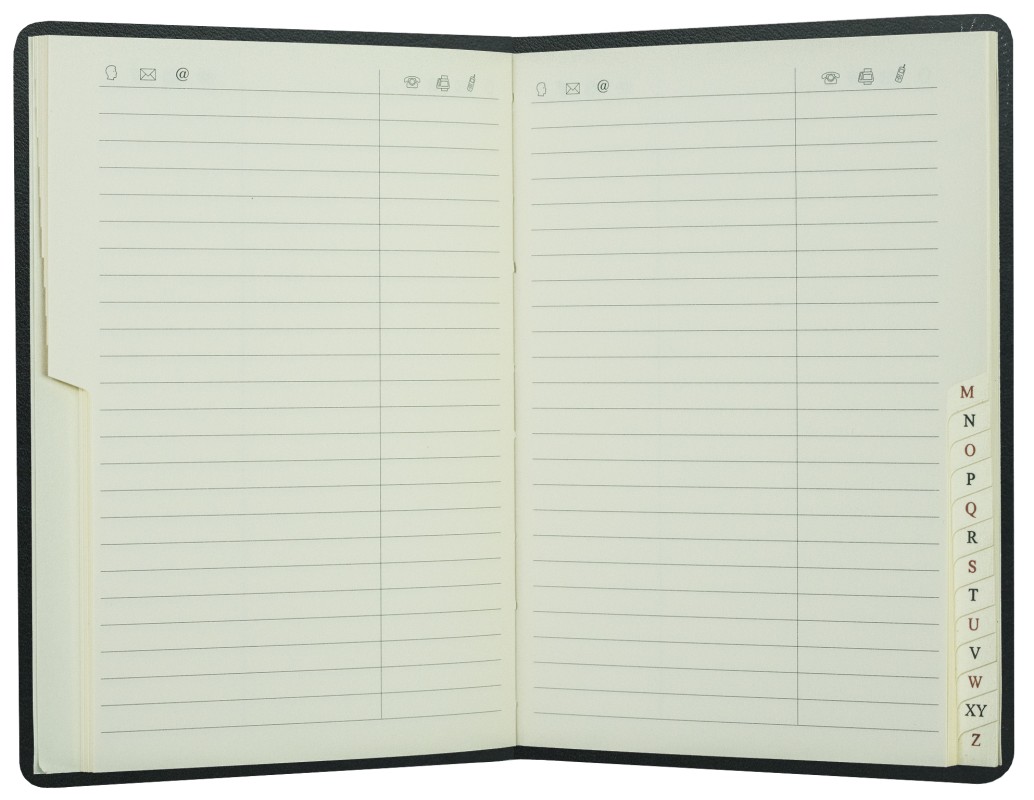 Adressbuch DIN A6+ (gebunden) | Echtleder | BOXCALF schwarz