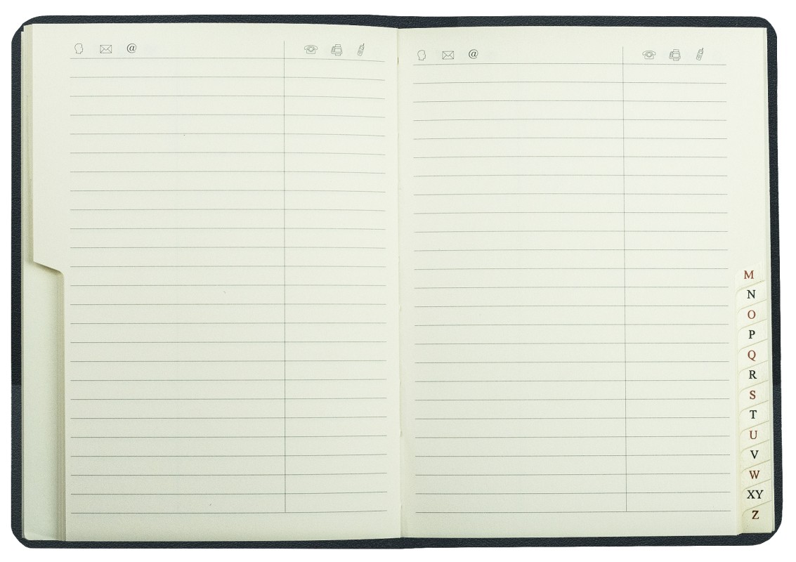 Adressbuch DIN A6+ (gebunden) | Echtleder | BOXCALF schwarz