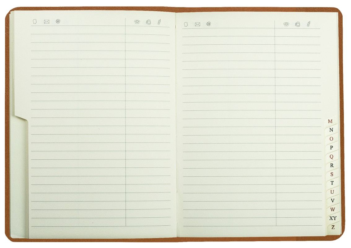 Adressbuch DIN A6+ (gebunden) | Echtleder | BOXCALF hellbraun