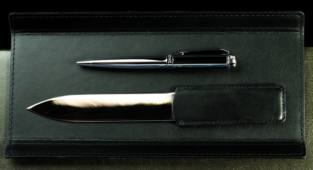 Brieföffner PREMIUM LEDER BOXCALF schwarz (glatt)
