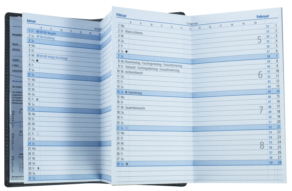 Leporello Faltkalender deutsch 2027 PREMIUM LEDER BOXCALF schwarz (glatt)