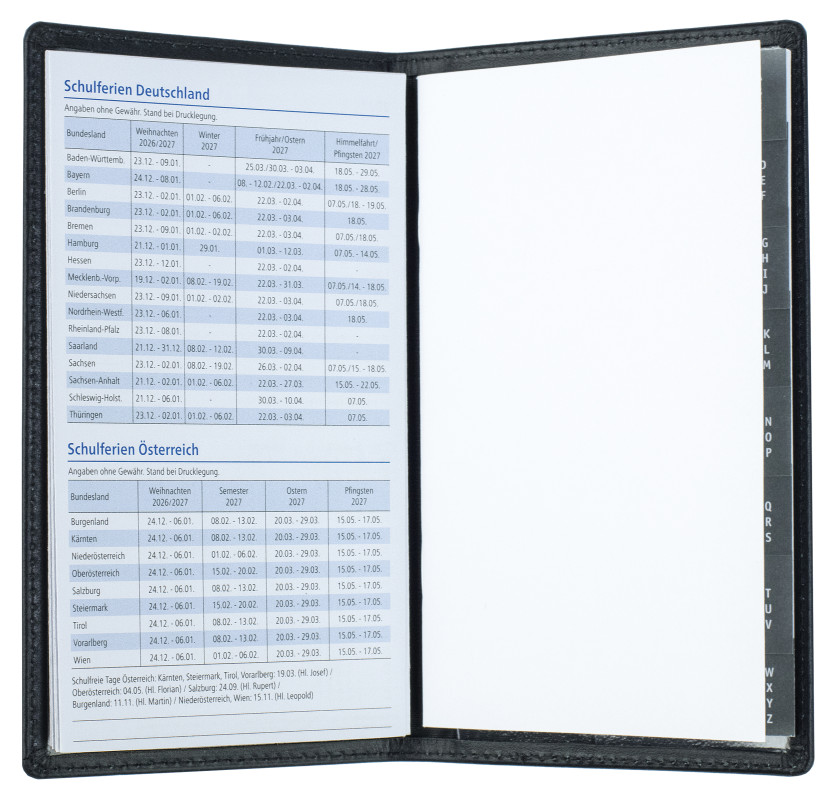 Leporello Faltkalender deutsch 2027 PREMIUM LEDER BOXCALF schwarz (glatt)