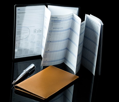 Leporello Faltkalender deutsch 2025 + 2026 - PREMIUM LEDER BOXCALF cuoiobraun (glatt)