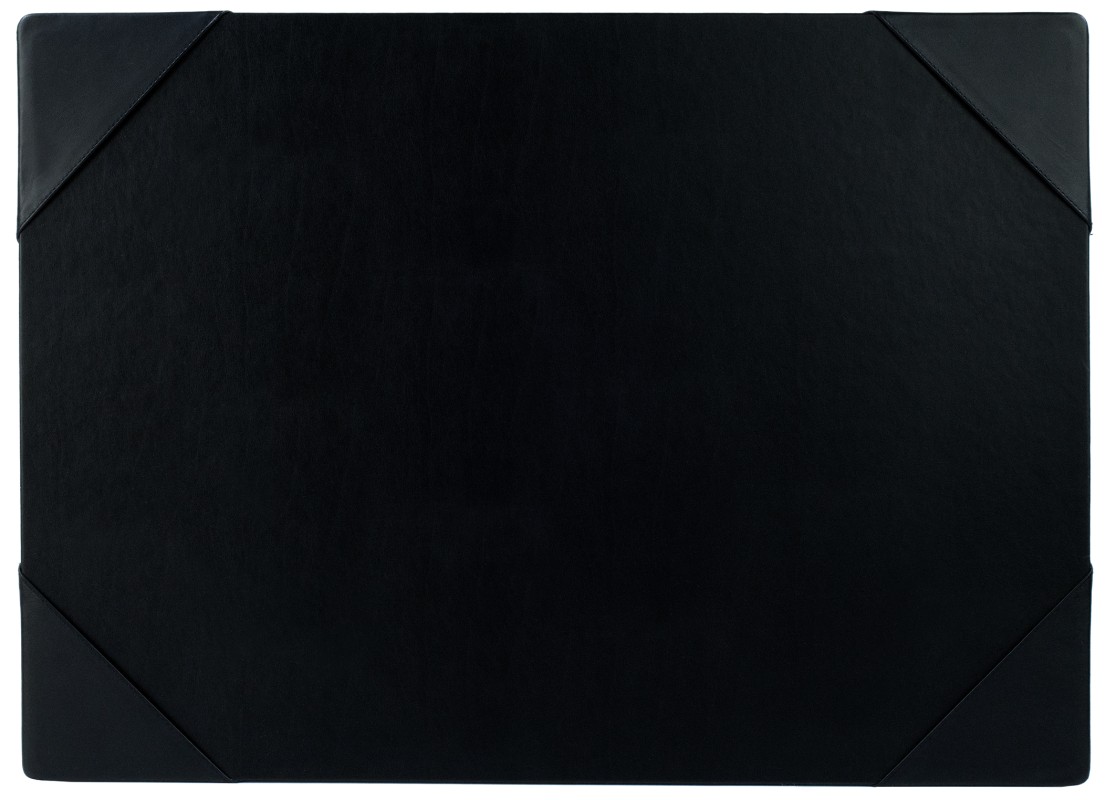 Schreibunterlage mit 4 Ecken + Papierblock PREMIUM LEDER BOXCALF schwarz (glatt)