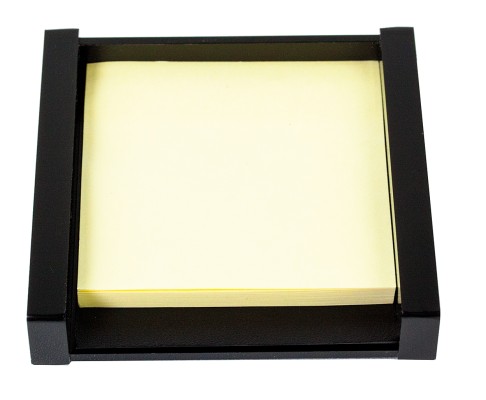 Haftnotiz Post It Spender - ACRYL schwarz Kombination mit PREMIUM LEDER BOXCALF schwarz (glatt)