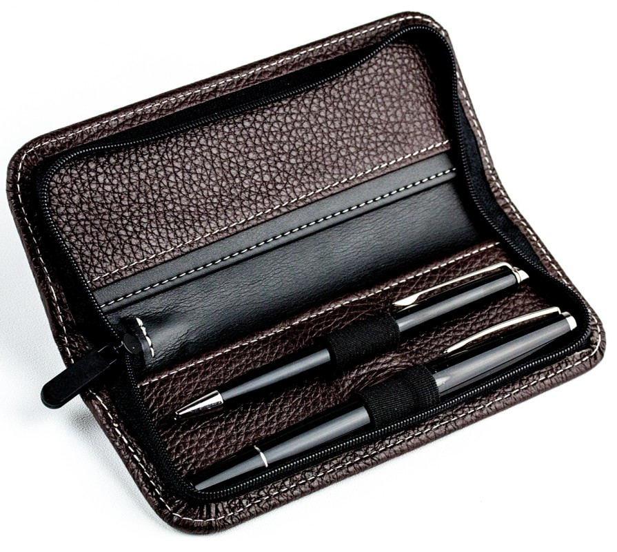 RV-Schreibgeräteetui PREMIUM LEDER SOFT GRAIN dunkelbraun (genarbt)