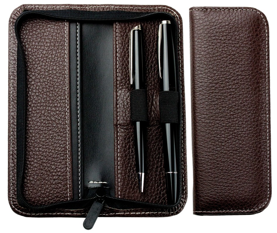 RV-Schreibgeräteetui PREMIUM LEDER SOFT GRAIN dunkelbraun (genarbt)