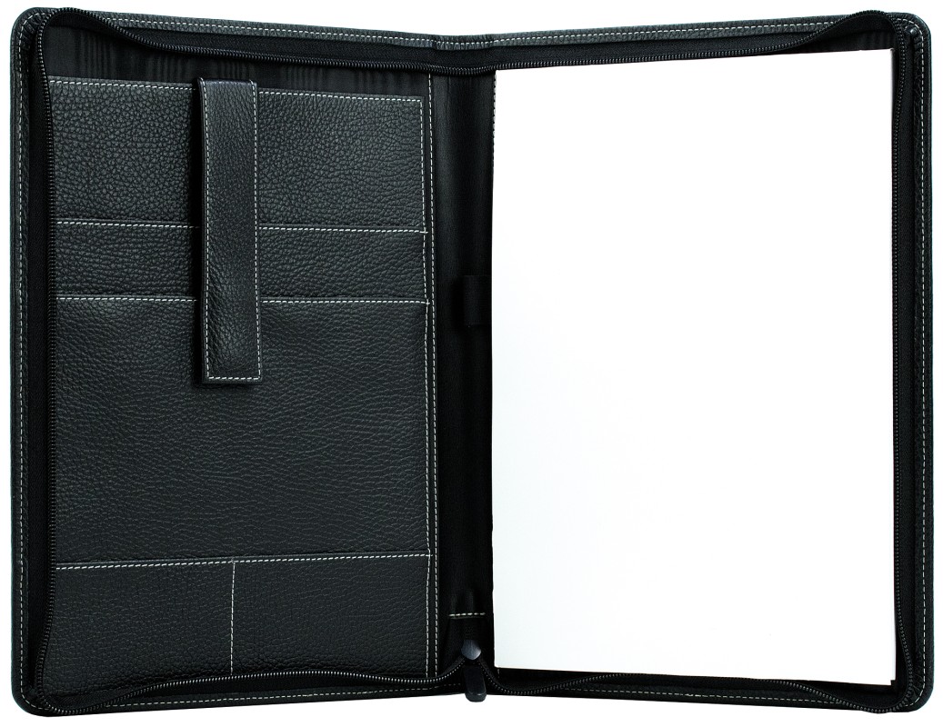 RV-Schreibmappe DIN A4 mit iPad Fach PREMIUM LEDER SOFT GRAIN schwarz (genarbt)