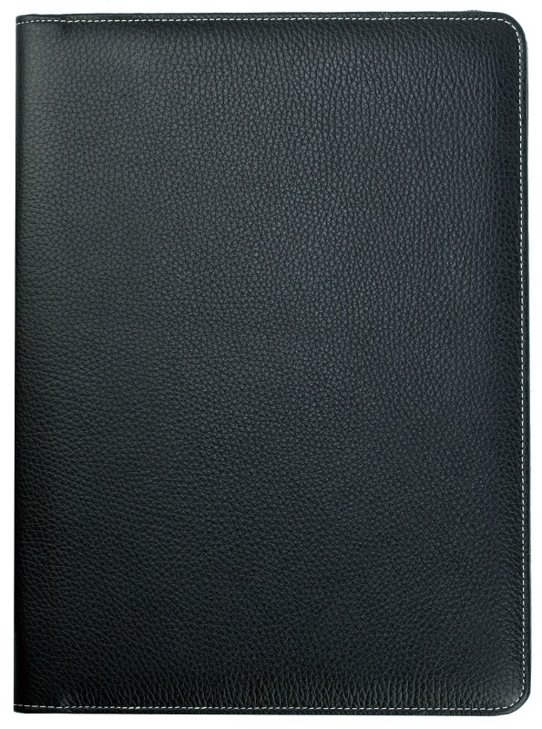 RV-Schreibmappe DIN A4 mit iPad Fach PREMIUM LEDER SOFT GRAIN schwarz (genarbt)