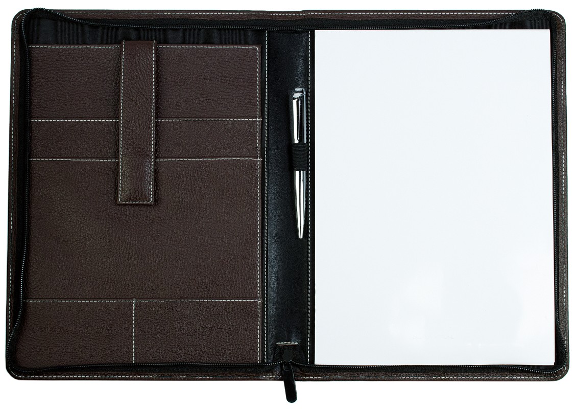 RV-Schreibmappe DIN A4 mit iPad Fach PREMIUM LEDER SOFT GRAIN dunkelbraun (genarbt)