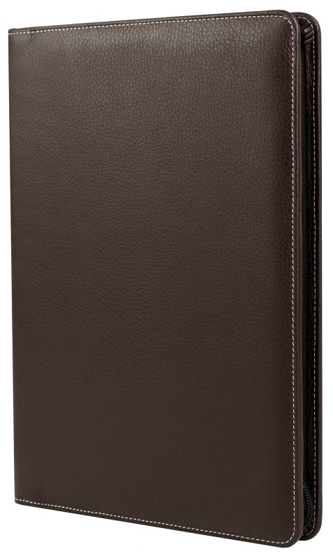 RV-Schreibmappe DIN A4 mit iPad Fach PREMIUM LEDER SOFT GRAIN dunkelbraun (genarbt)