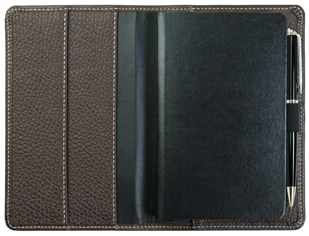 Pocket Kalenderbuch DIN A6 2027 PREMIUM LEDER SOFT GRAIN dunkelbraun (genarbt)