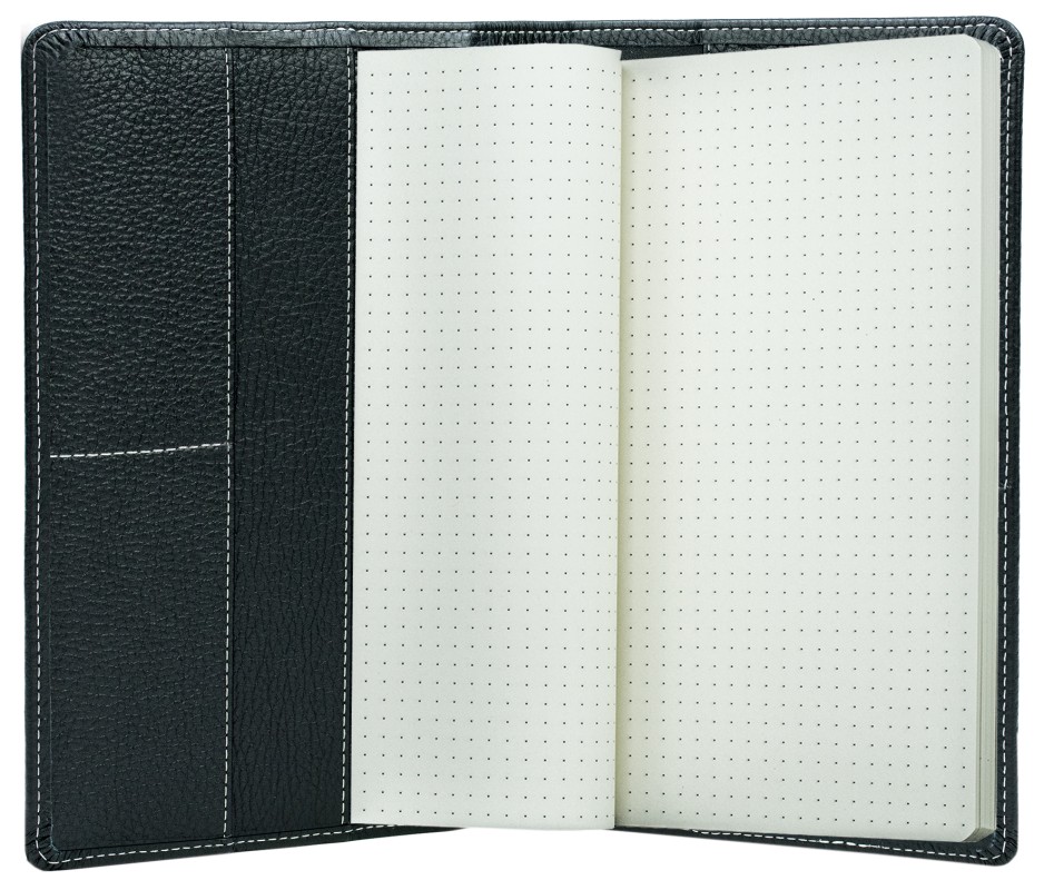 Notizbuch DIN A5 schmal | Echtleder | SOFTGRAIN schwarz