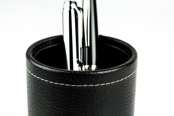 Stifteköcher PREMIUM LEDER SOFT GRAIN schwarz (genarbt)