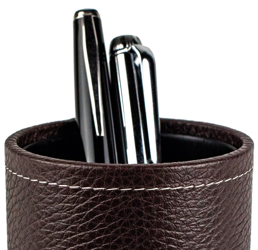 Stifteköcher PREMIUM LEDER SOFT GRAIN dunkelbraun (genarbt)