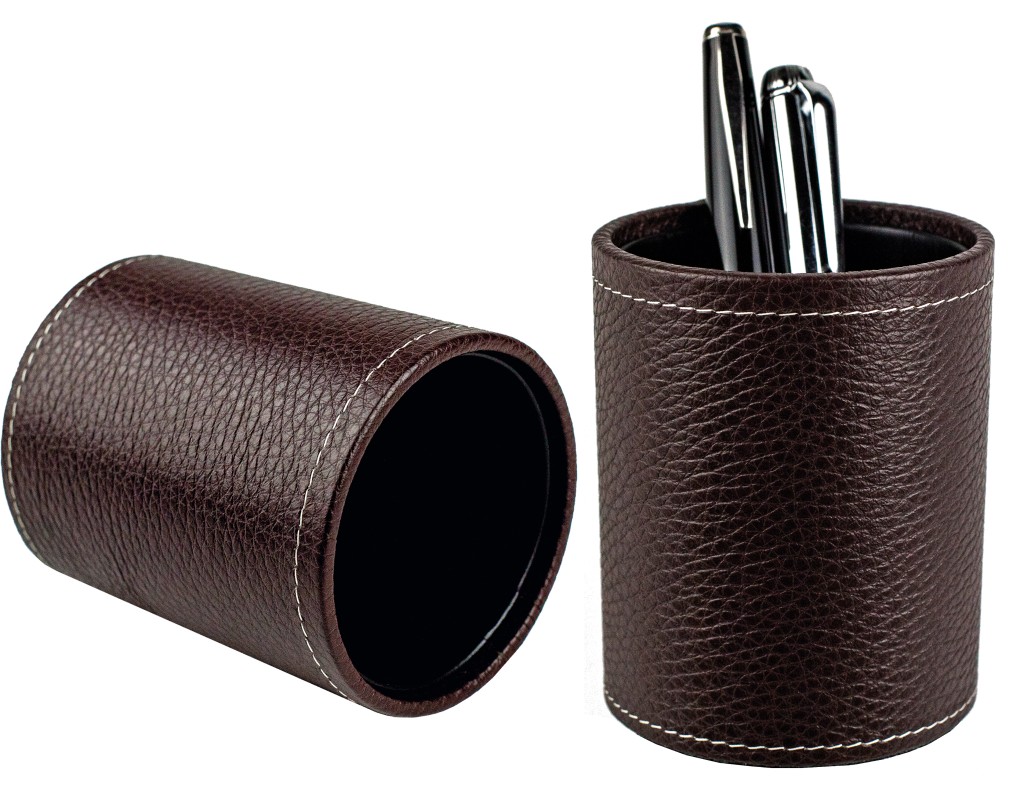 Stifteköcher PREMIUM LEDER SOFT GRAIN dunkelbraun (genarbt)