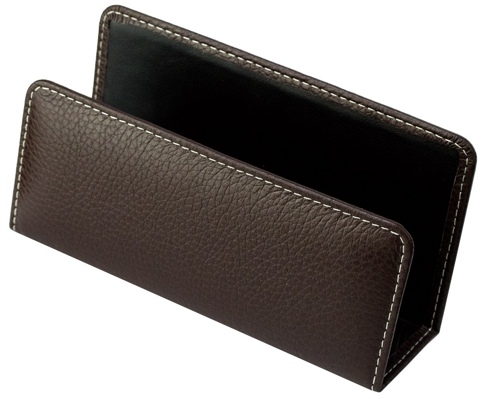 Briefständer PREMIUM LEDER SOFT GRAIN dunkelbraun (genarbt)