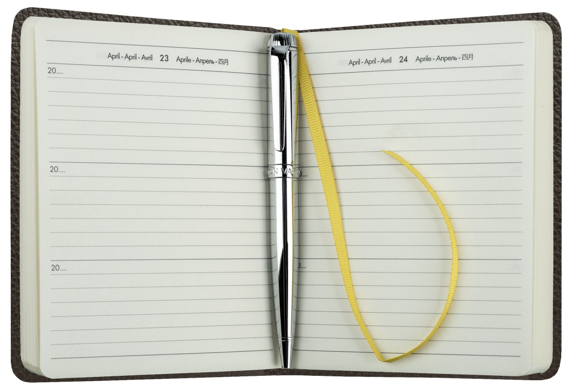 3 Jahreskalender (vergleichend) PREMIUM LEDER SOFT GRAIN dunkelbraun (genarbt)