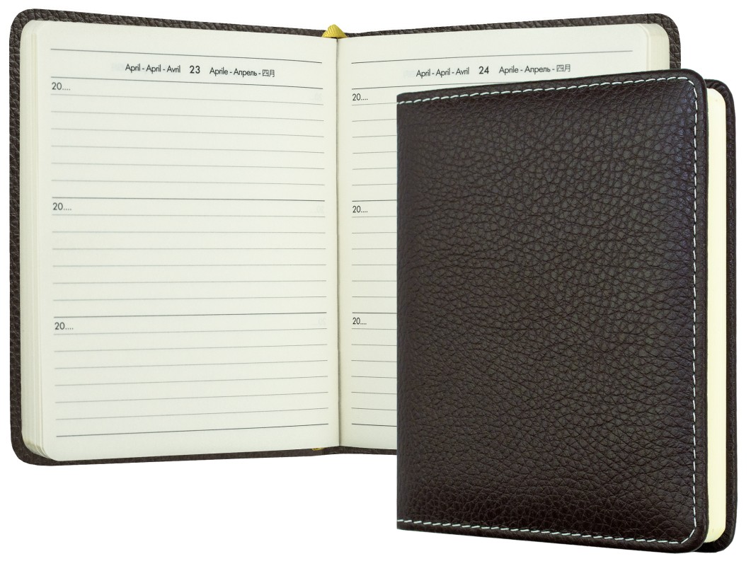 3 Jahreskalender (vergleichend) PREMIUM LEDER SOFT GRAIN dunkelbraun (genarbt)