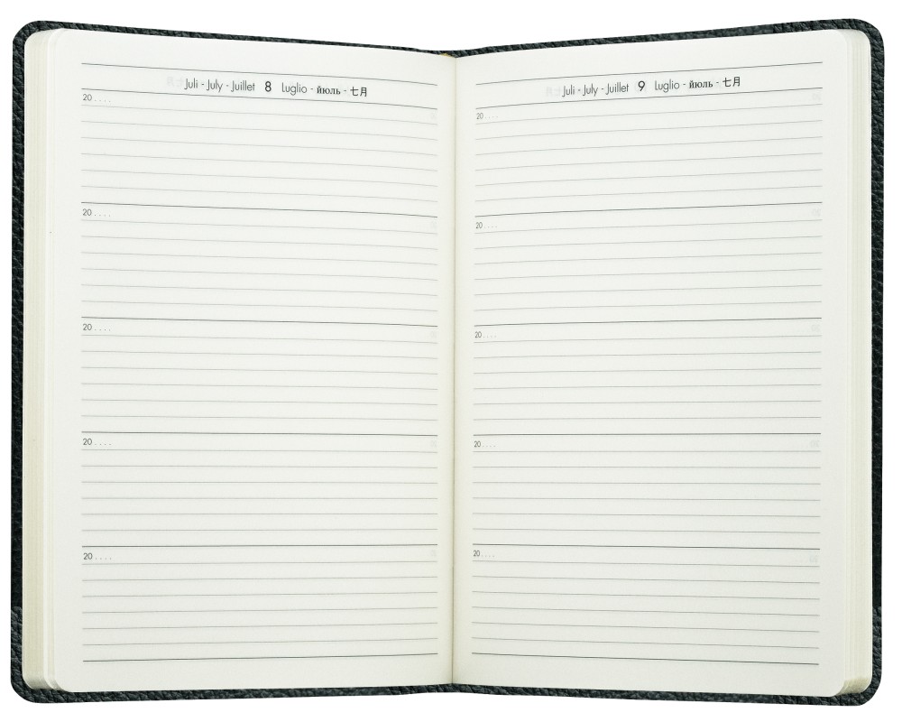5 Jahreskalender (vergleichend) PREMIUM LEDER SOFT GRAIN schwarz (genarbt)