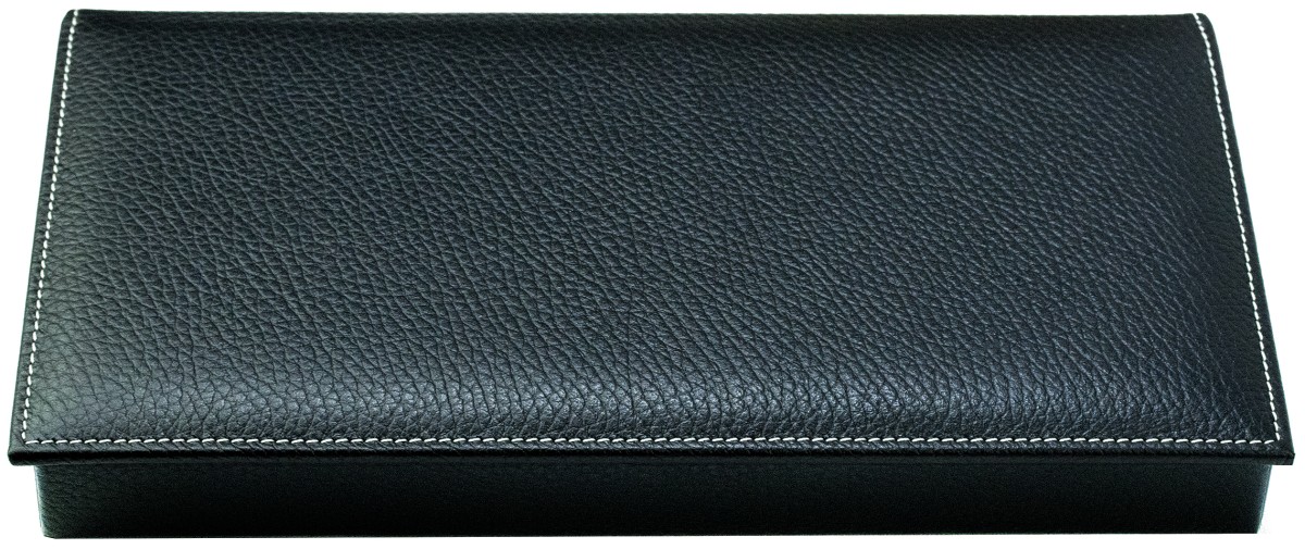 Ablagekasten mit Deckel PREMIUM LEDER SOFT GRAIN schwarz (genarbt)