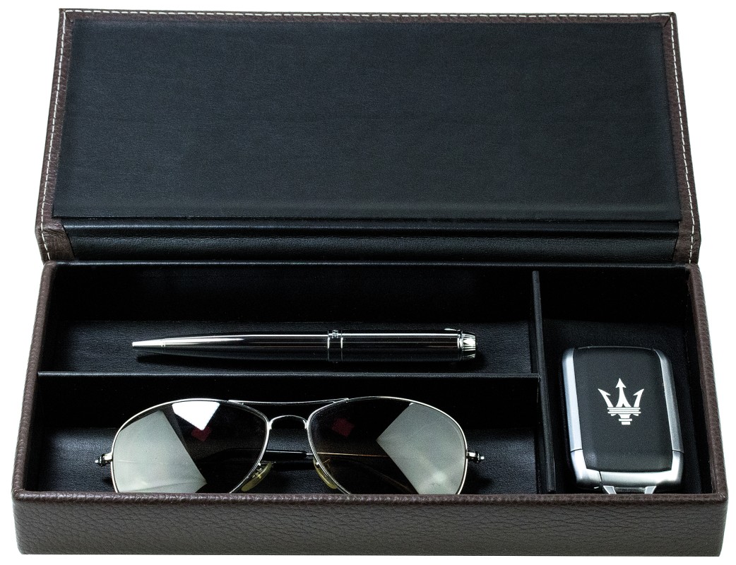 Ablagekasten mit Deckel PREMIUM LEDER SOFT GRAIN dunkelbraun (genarbt)