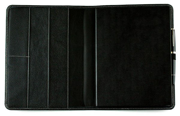 Preview: Kalenderbuch DIN B5 für das Jahr 2025 + 2026 PREMIUM LEDER SOFT GRAIN schwarz (genarbt)