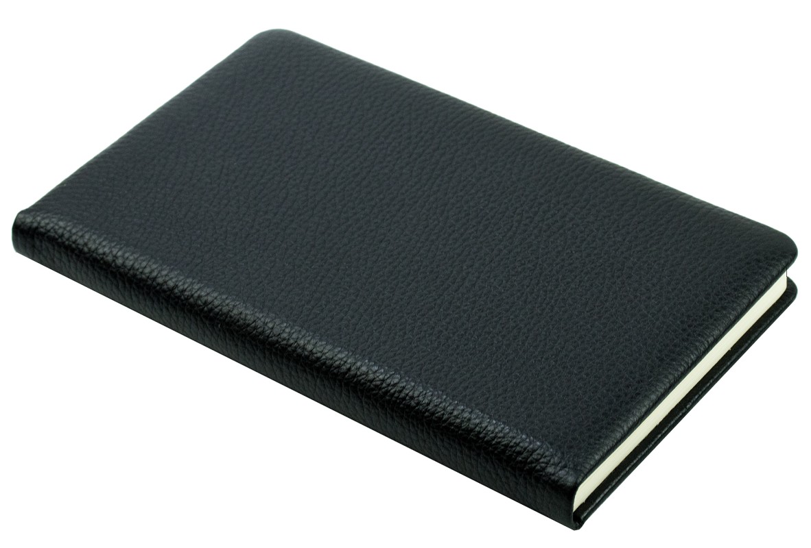 Notizbuch DIN A5 schmal (gebunden) | Echtleder | SOFTGRAIN schwarz